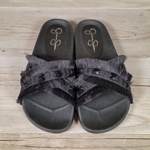 Jessica Simpson Women's Playah Sandals Black Cotton Weave 6M US - Picture 4 of 7